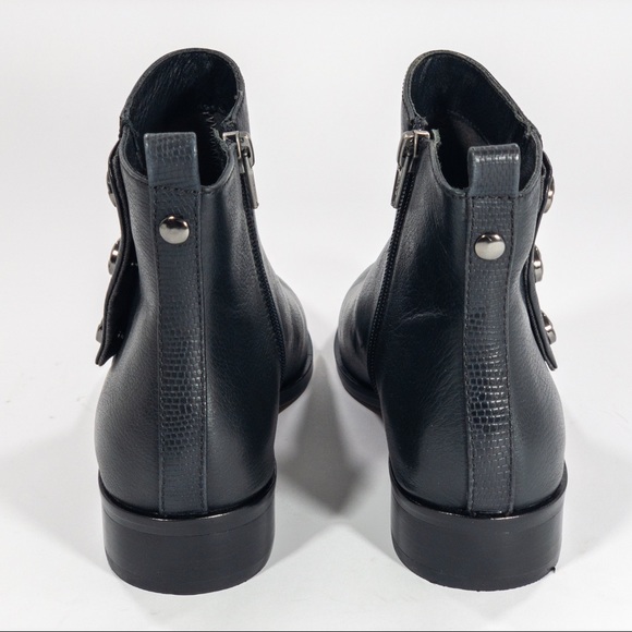 NICOLE Black Leather Ankle Side Button Snap Bootå - Picture 6 of 7